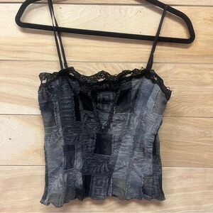 Vintage Y2K cyber grunge patchwork lace goth cami tank top